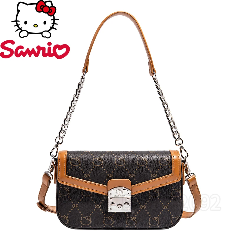  Hello Kitty New Women's Shoulder Messenger Bag Luxury Brand Original Women's Shoulder Bag Cartoon Print Underarm Bag
