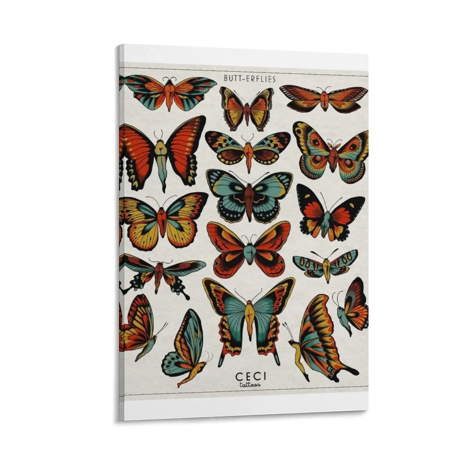 

Butterflies traditional tattoo flash Canvas Painting Wall posters large paintings modern living room decoration