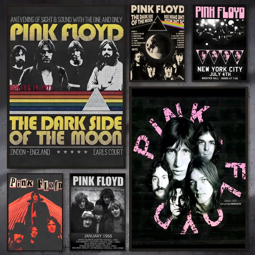 Band Pink Floyd Poster Self-adhesive Waterproof Paper Sticker Coffee House Bar Room Wall Decor