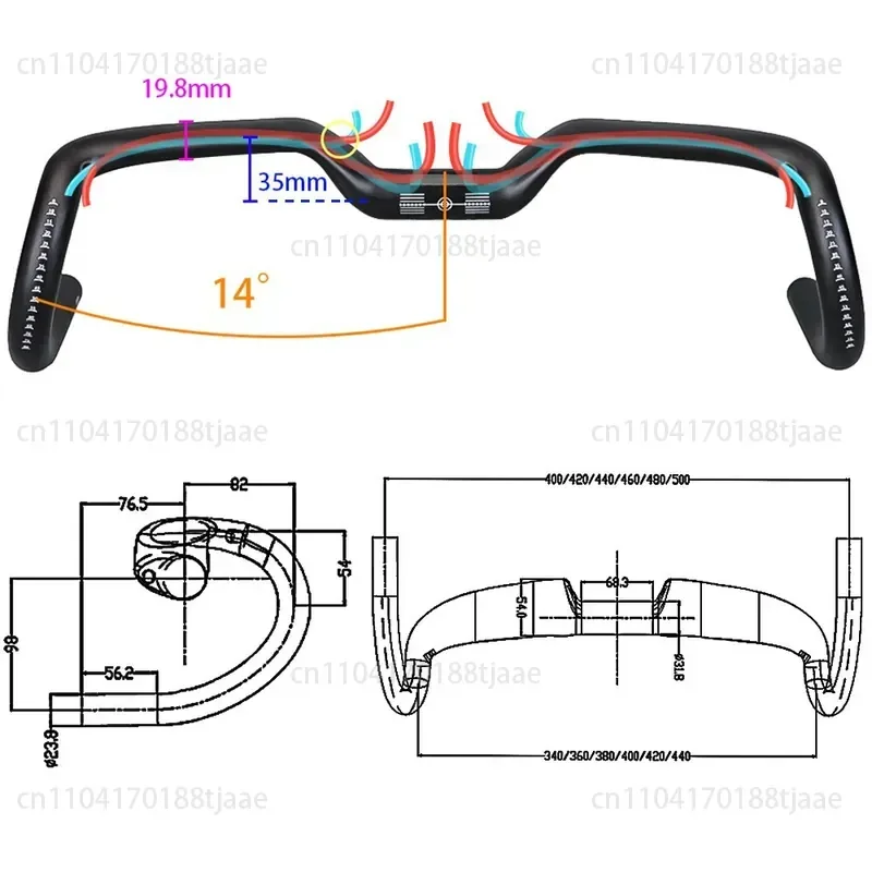 

carbon fiber inner wiring 14 degrees road bicycle handlebar lift bend handle car