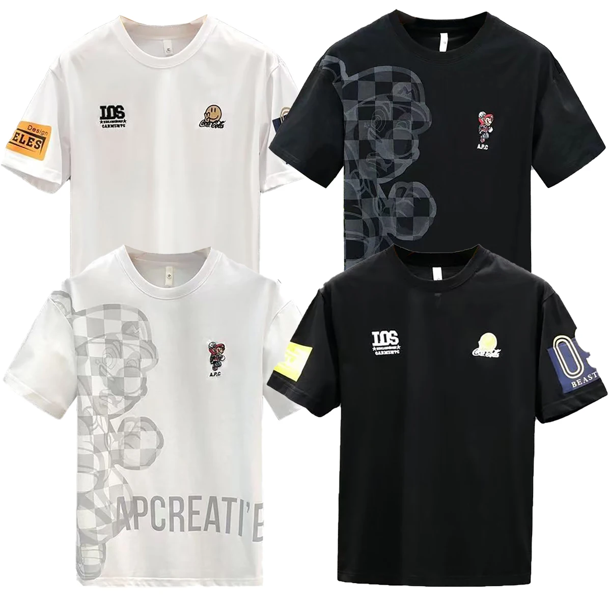 

Men's Hip Hop Style T-shirt Round Neck Fashion Ice Silk Short Sleeve Street Top Aesthetic Style Spring Summer Collection