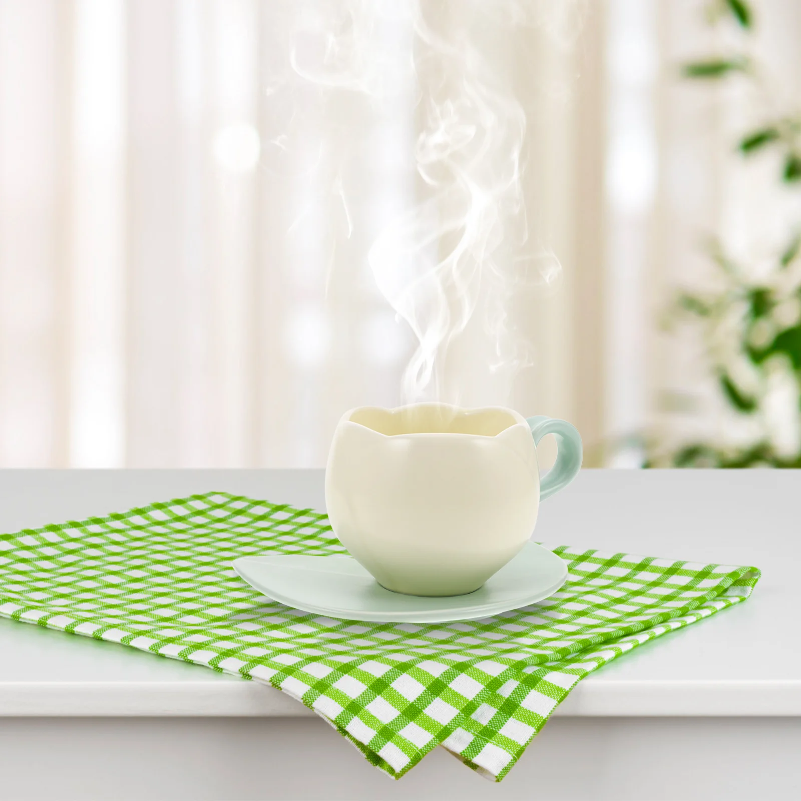 

1 комплект, керамическая кружка с цветком тюльпана, набор блюдец, винтажный дизайн, кофейная чашка, милый набор чайных чашек, кружка и блюдце, милые кофейные чашки