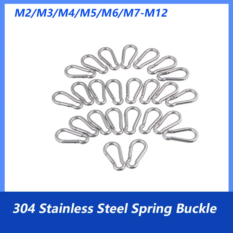 1Pcs M4 M5 M6 M8-M12 304 Stainless Steel Spring Snap Hook-Heavy Duty Locking Carribenares For Climbing Normal Form