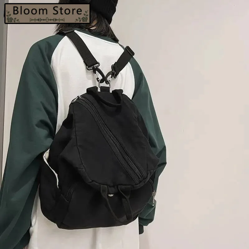 

Y2k Students Grunge Simple Solid Backpack Preppy Vintage Fashion Casual Schoolbags All Match Trendy Streetwear Backpacks Korean
