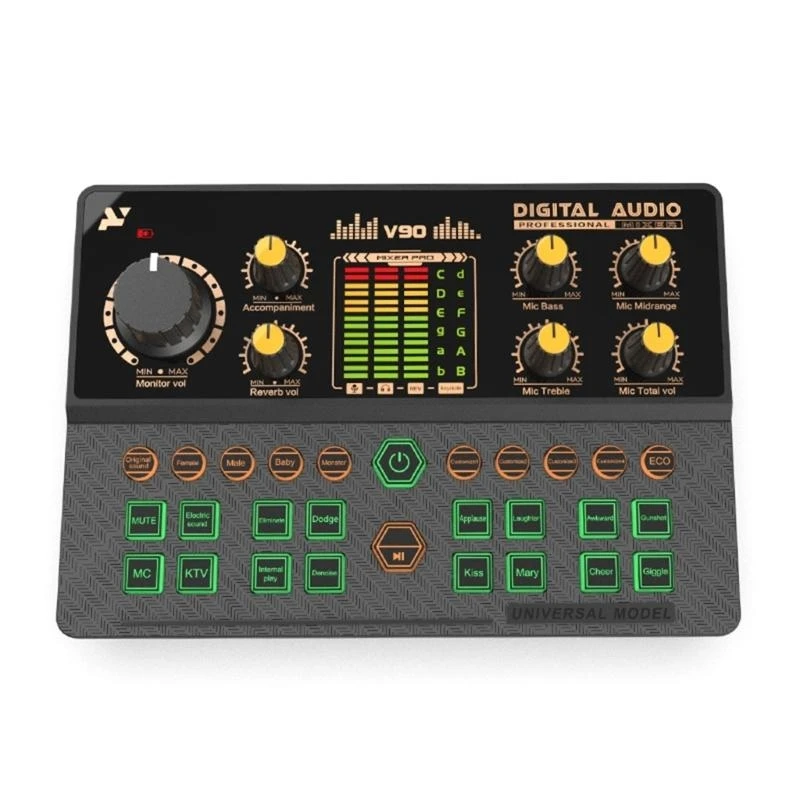 1 Set V90 Bluetooth-kompatibler Begleiter System Digital Mixer Sound Card