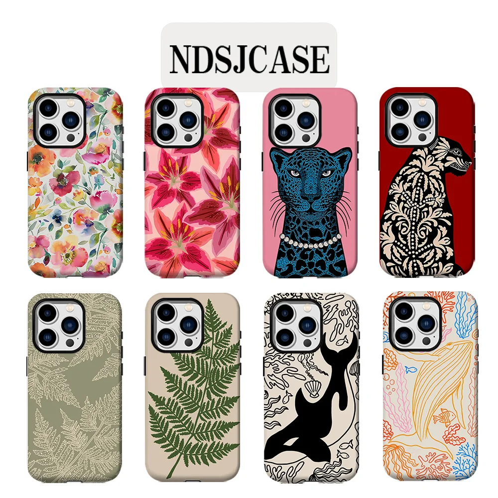 Luxury Clmj Leopard Whale Art Phone Case for iPhone 17 16 15