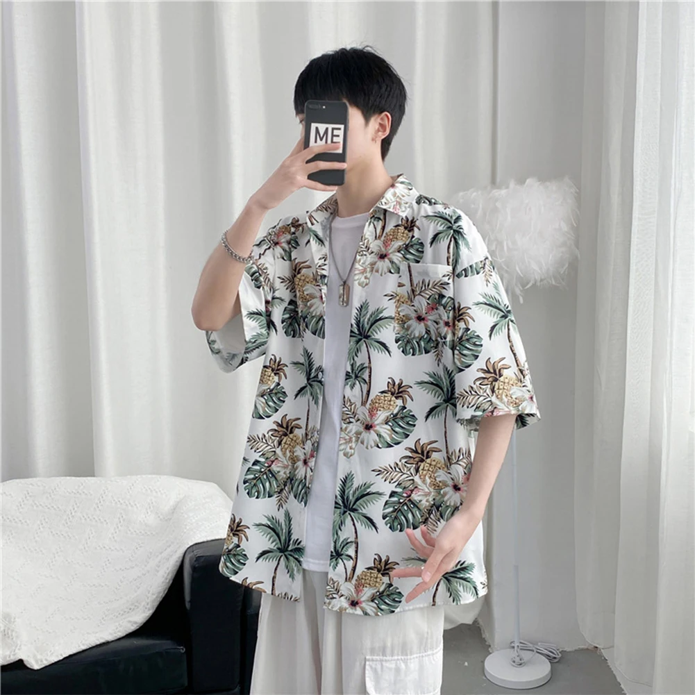 Heren Overhemd Katoen Gemengd Retro Stijl Met Bloemenprint Met Korte Mouwen Hawaiiaans Strand Strand Paar T-Shirt Opruiming Groothandel