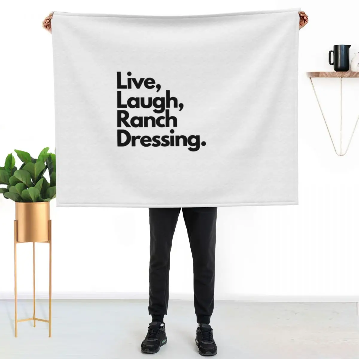 Live Laugh Ranch Dressing Throw Blanket Stain Resistant Cozy Warm Blanket