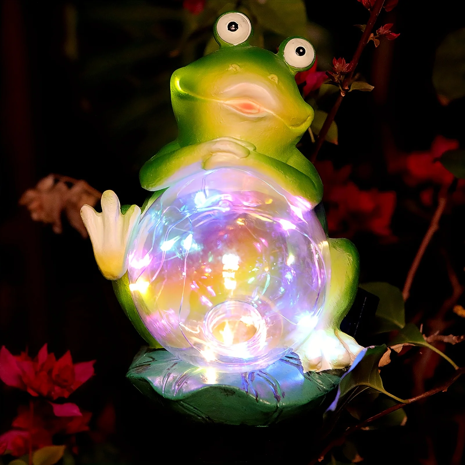 Garden Statues-Solar Decor Lights-Solar Frogs- Outdoor Lawn Frog for Pathway Balcony, Yard, Patio