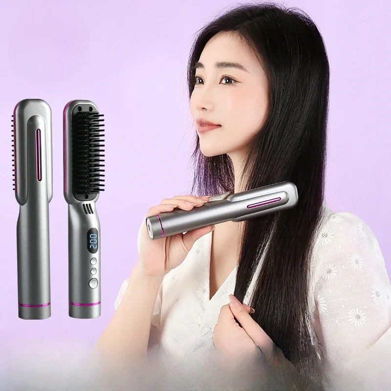 New Charging Negative Ion Wireless Straight Hair Curly Hair Dual-purpose Anti Scalding 3-speed Adjustment for Long Battery Life