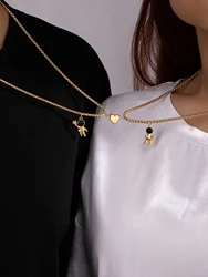 2 simple fashion couple attraction astronaut couple necklace set