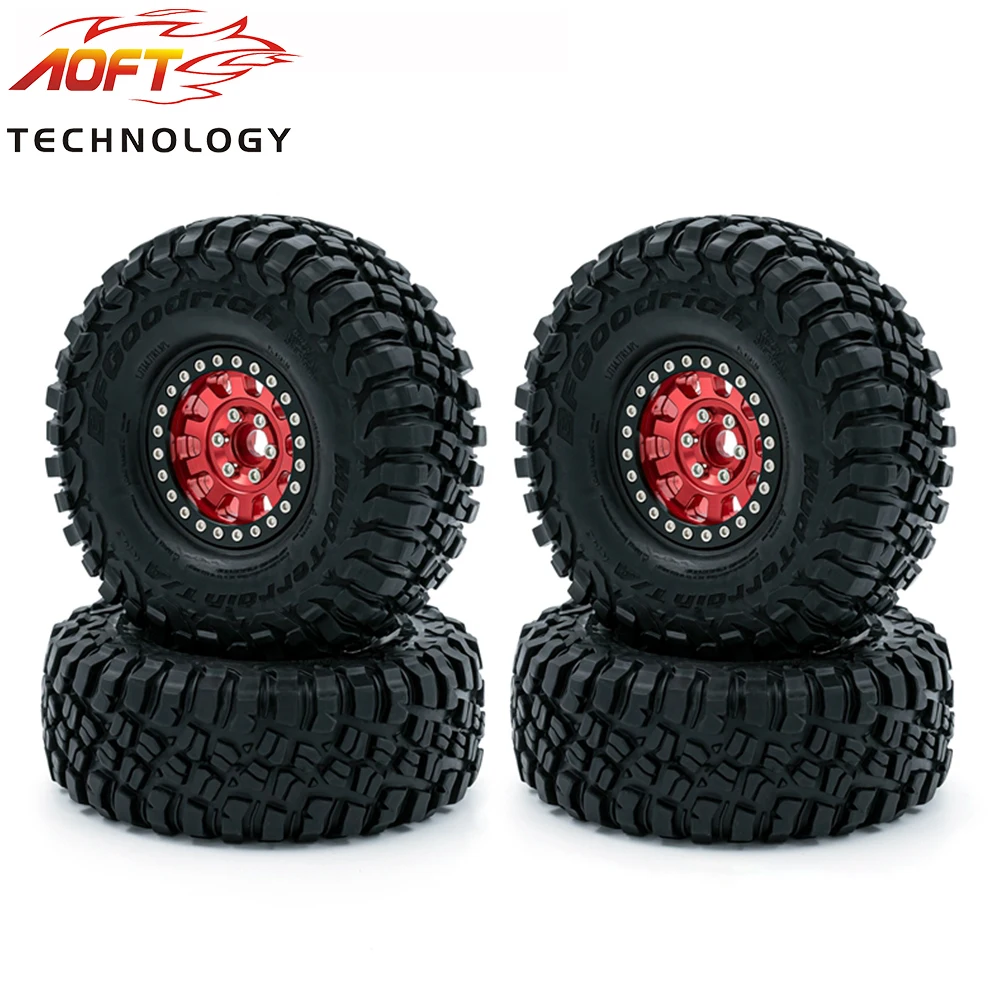 4PCS 1.9 Inch RC Crawler Rubber Tires With Metal Rim for 1/10 RC Car TRX4 Axial SCX10 III 90046 AXI03007 AXI03003 Upgrade Kit