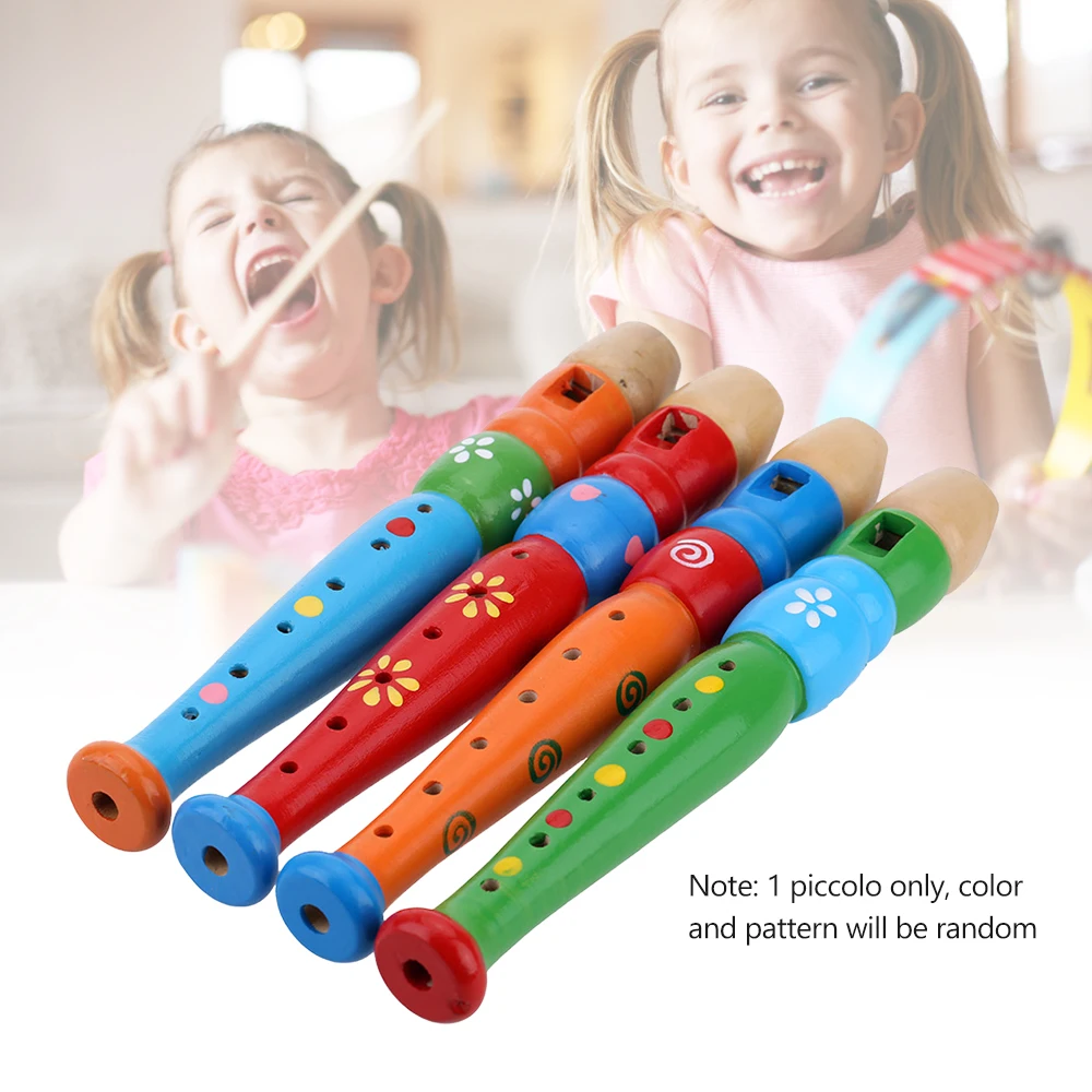 Wooden Piccolo Flute Sound Musical Instrument Early Education Toy Gift for Baby Kid Child