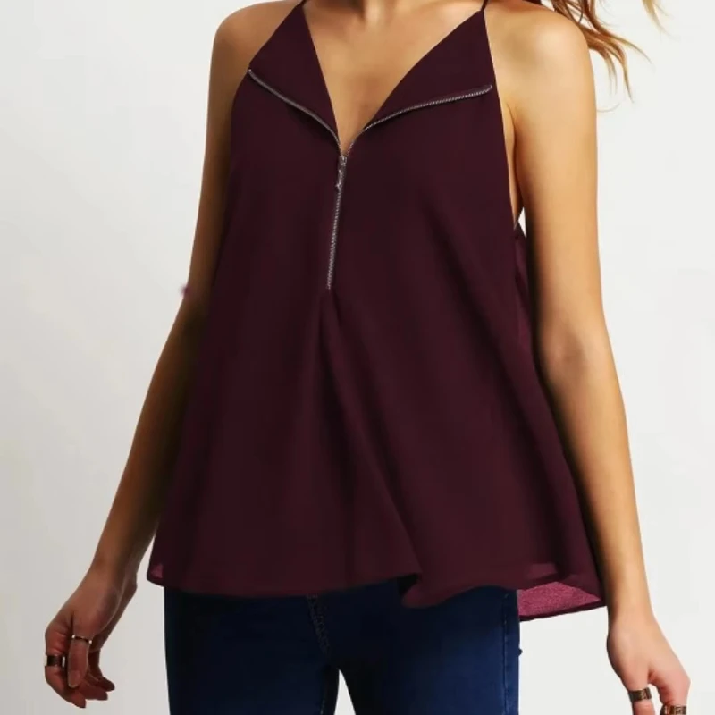 2025 Summer Women’s Solid Color V Neck Sleeveless Top Loose Casual Hot Girl Temperament Trendy Warm Weather Tee