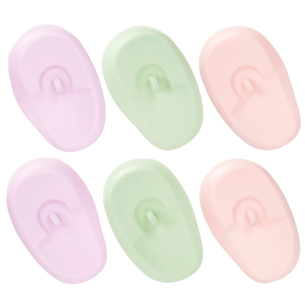 

3 Pairs Ear Protection Silicone Covers Hair Coloring Soft Comfortable Washable Reusable Salon Home Use Pink Purple Green