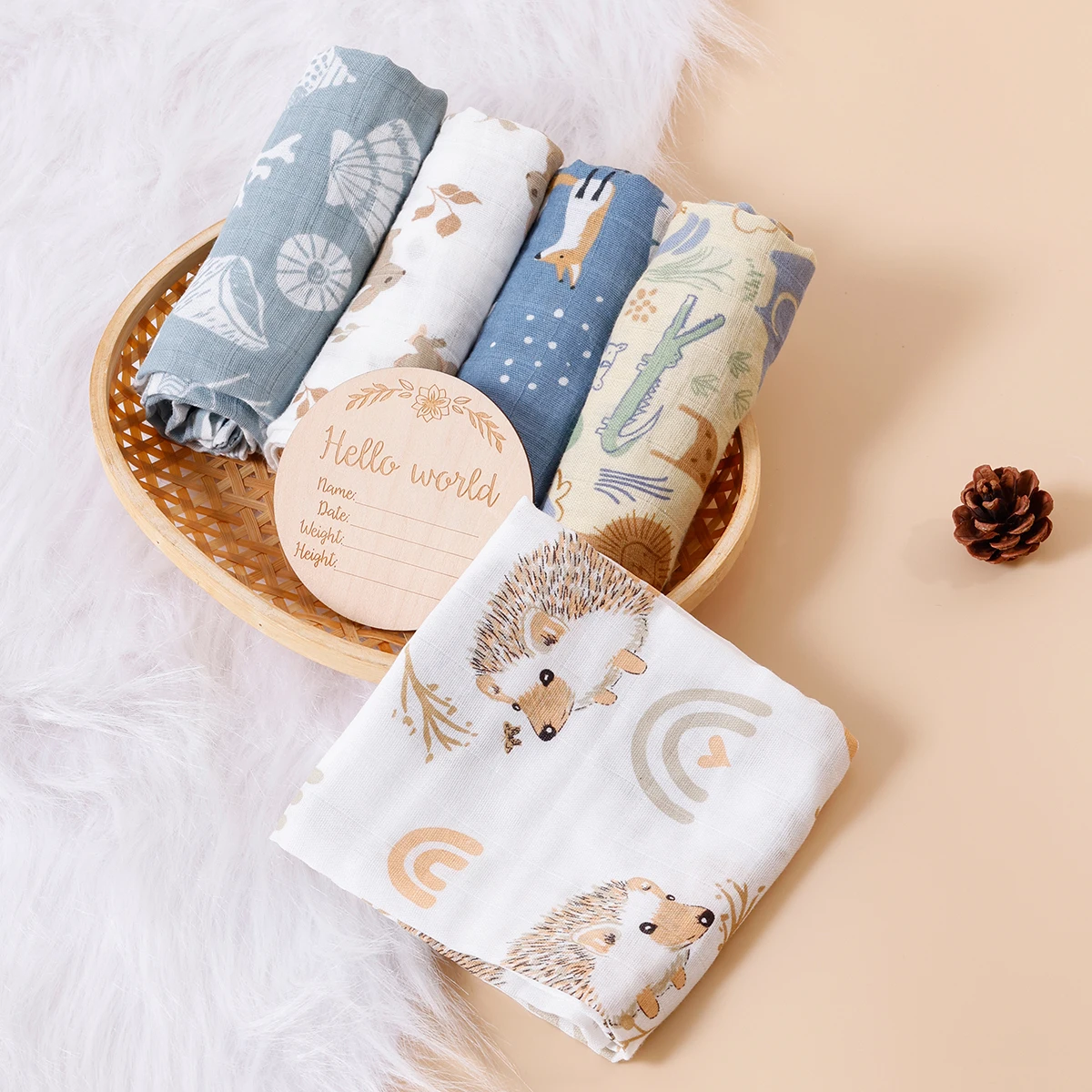 HappyFlute New 5Pcs/set 60*60cm Super Soft Muslin Swaddle Feeding Burp Cloth Newborn Pure Cotton Fabric Baby Face&Hand Wash Wipe