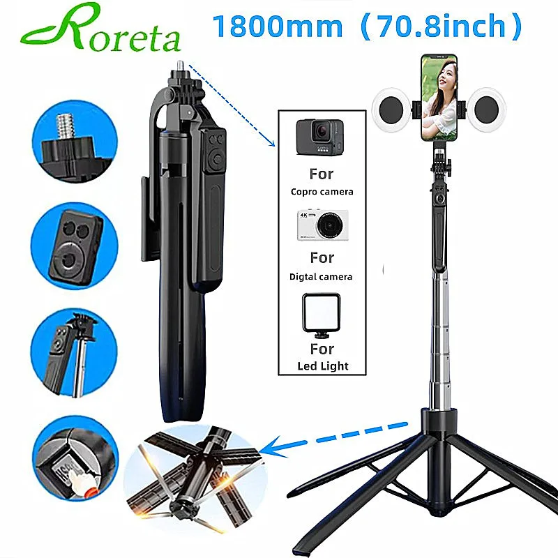 New 1.8m Tripod for Smartphone Camera,Tripods Stand with Bluetooth shutter,Wireless Selfie Stick brackets with Phone Holder