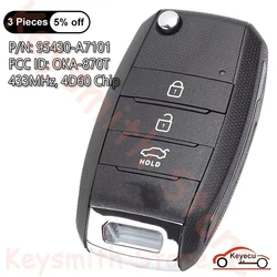 KEYECU 3 przyciski 433 MHz 4D60 Chip dla Kia Cerato 2014 2015 2016 Auto Upgraded Flip Pilot zdalnego sterowania 95430-A7101 OKA-870T