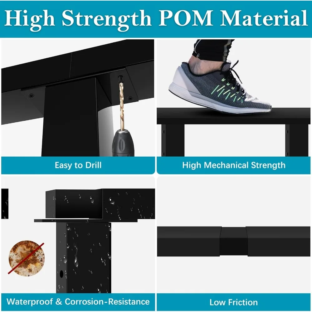 Black Extension Connectors for Stainless Steel Flat Handrails - Rectangular Rail Fittings for Top Cable Railing Systems, High St