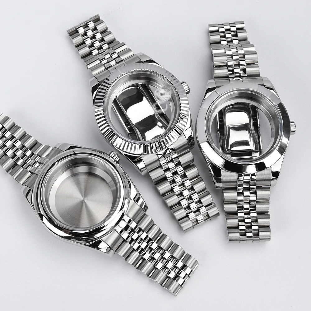 36MM/40MM NH35 Watch Case Sapphire For NH35 NH36 NH70 Miyota 8215 ETA 2836 Movt Watch Accessories Jubile Bracelet Slide Buckle