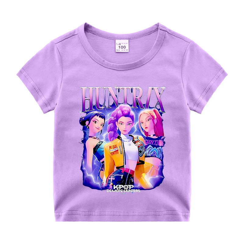 KPop شيطان الصيادين فتاة القطن تي شيرت الاطفال قصيرة الأكمام بلايز الأطفال الكرتون لطيف المحملة الصيف ملابس كاجوال هدية عيد ميلاد 2025 #1