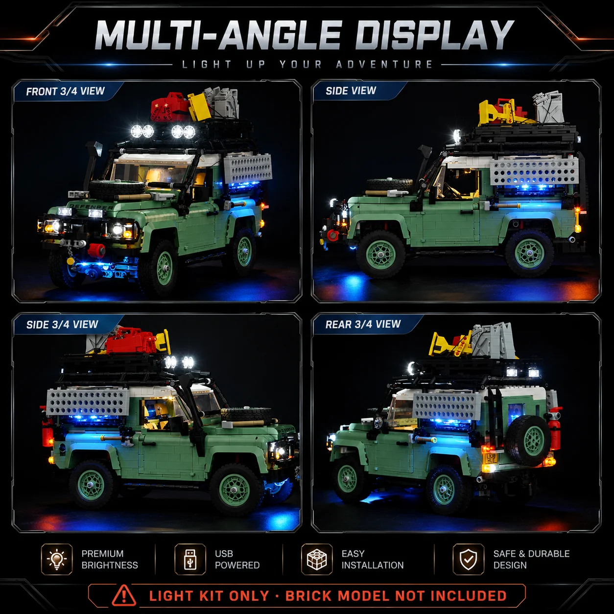Hprosper LED Light For lego 10317 Land Rover Classic Defender 90 Decorative Lamp With Battery Box (Not Include Building Blocks)