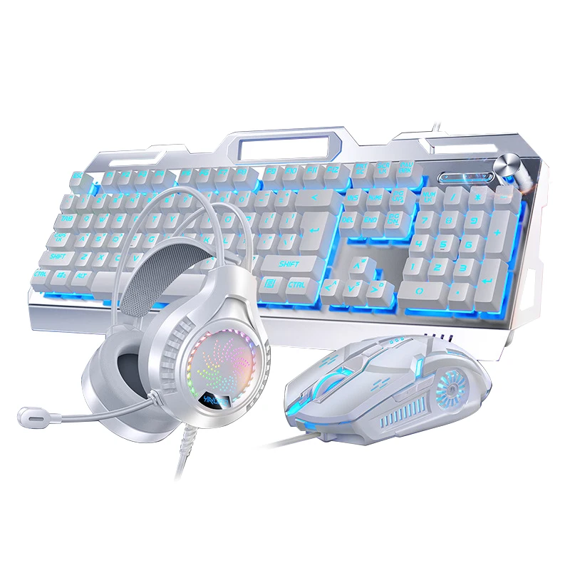 

Hot Sale 3 In 1 RGB Colorful Backlit 104 Keys Gaming Mechanical Keyboard And Mouse Headphone Combo For PC Gamer