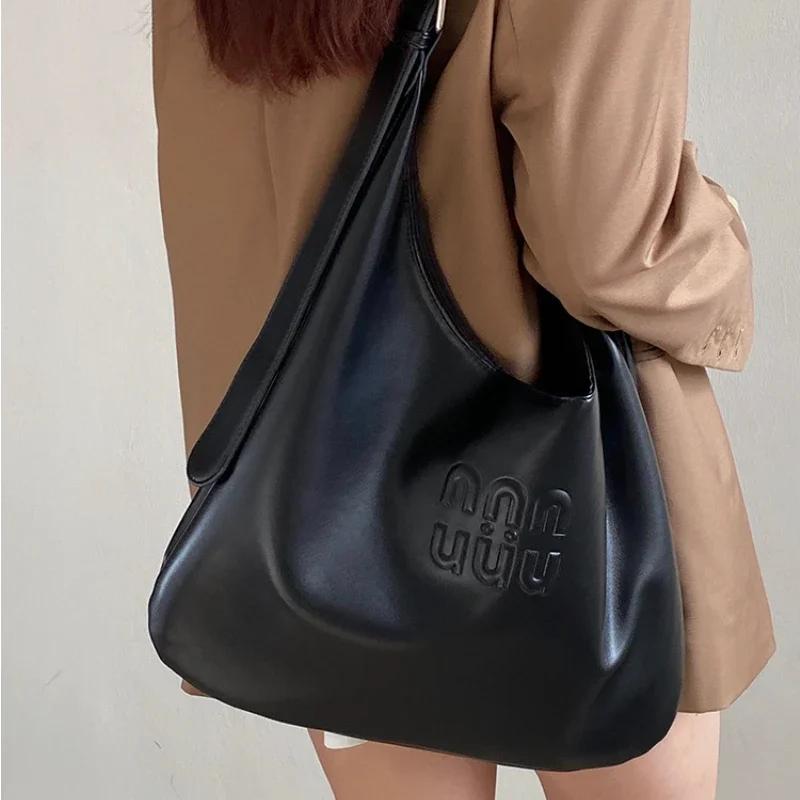 

MBTI Fashion Tote Bag for Women Luxury Soft Black All-match Shoulder Bag Large Capacity Pu Leather Casual Shopper Female Handbag