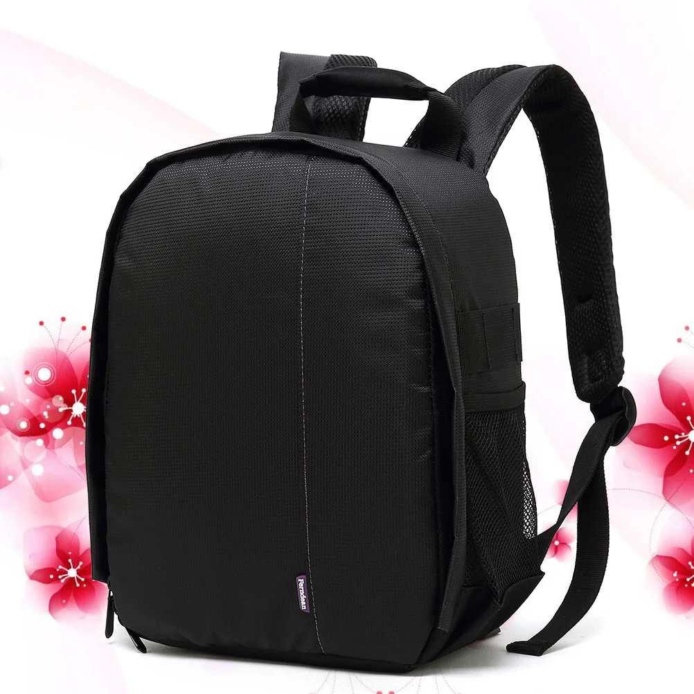 Camera Bag Dslr Backpack Waterproof Nylon Shockproof Rain Cover Dual Zipper Mesh Pockets Adjustable Dividers Grey