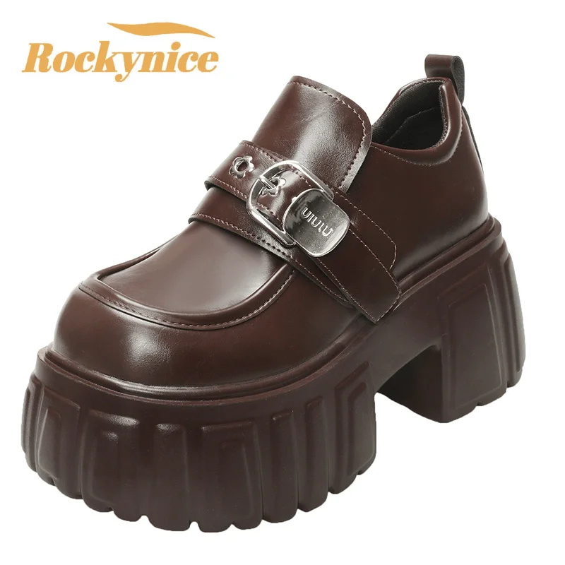 

Массивные кроссовки на каблуке 8,5 см, новые весенние кожаные туфли-лодочки весны 2025 года, удобная повседневная обувь без шнуровки, спортивные кроссовки на высокой платформе с пряжкой