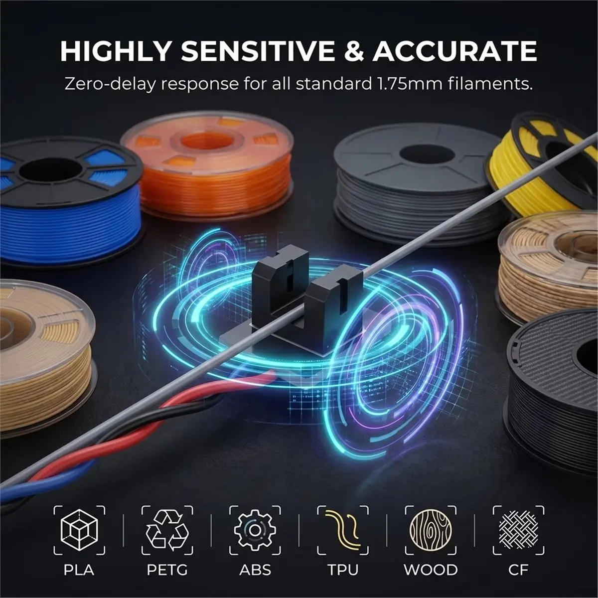 2PCS Filament Runout Detection Module Sensor Auto Stop Printing Material Break Detector for 3 Series
