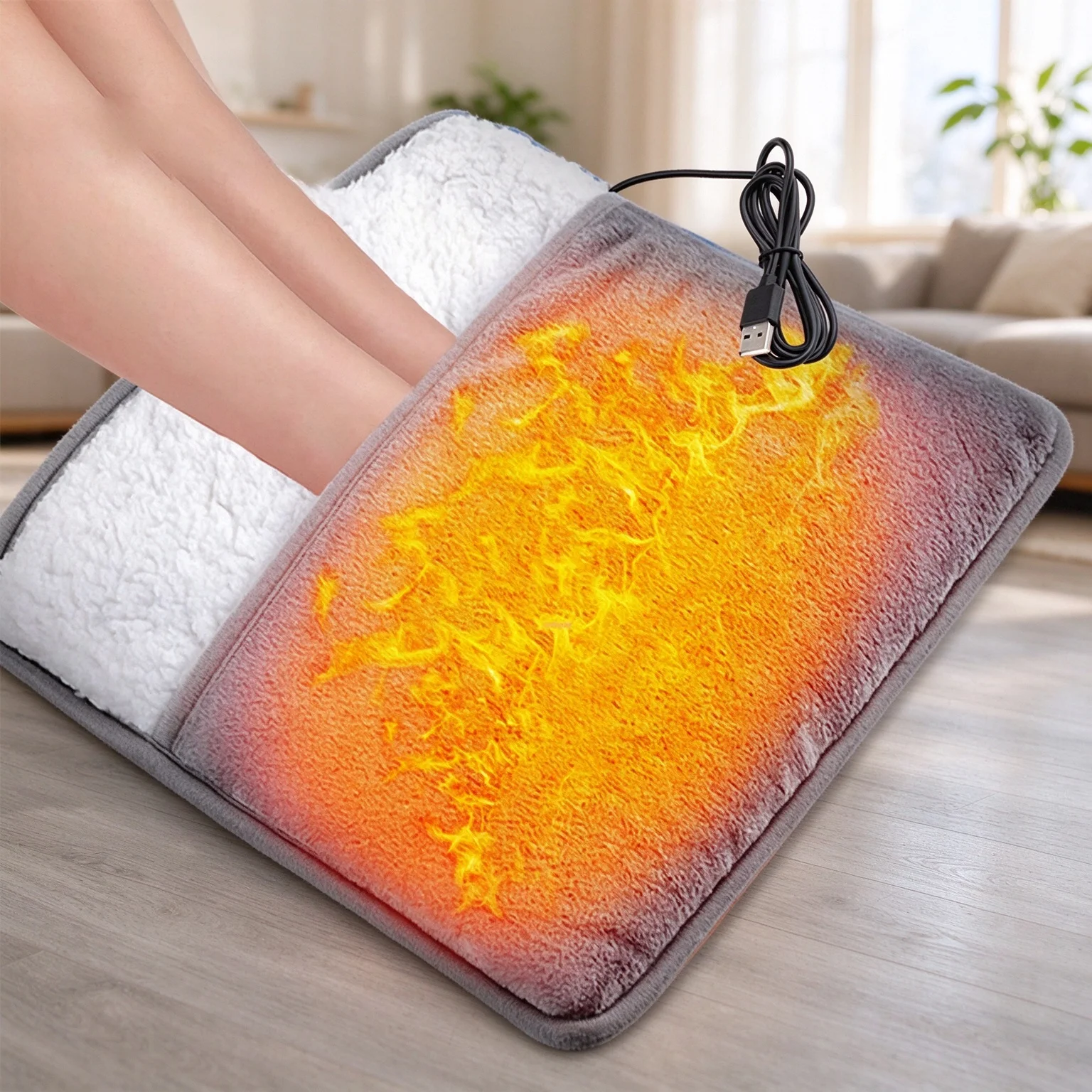 Washable Electric Foot Warmer Heating Pad 9 Temp Levels Adjustable Foot Heater Winter Foot Warming Mat Home Office Dorm
