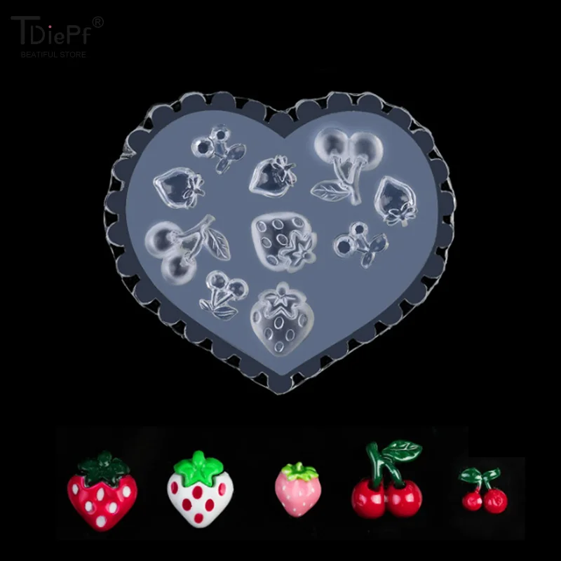 1 pçs oceano tema concha do mar peixinho dourado estrela do mar cereja morango 3d acrílico molde de unhas decorações diy silicone manicure molde