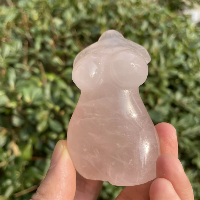 Natural Rose Quartz Crystal Goddess Carving Woman Body Torso Healing Stone Statue For Home Decoration Gift 1pcs