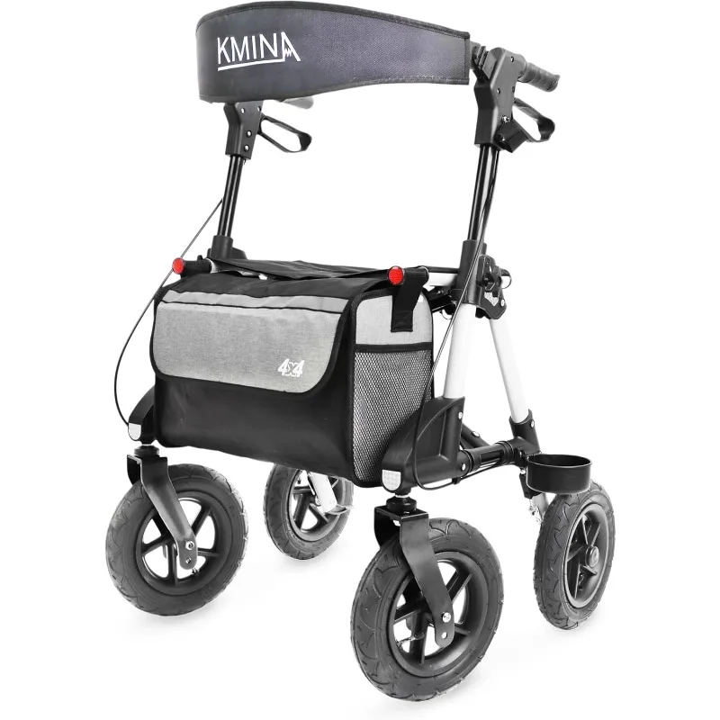 PRO - Walkers for Seniors with Pneumatic Tires and Sturdy Frame, Rollator, Foldable Walker