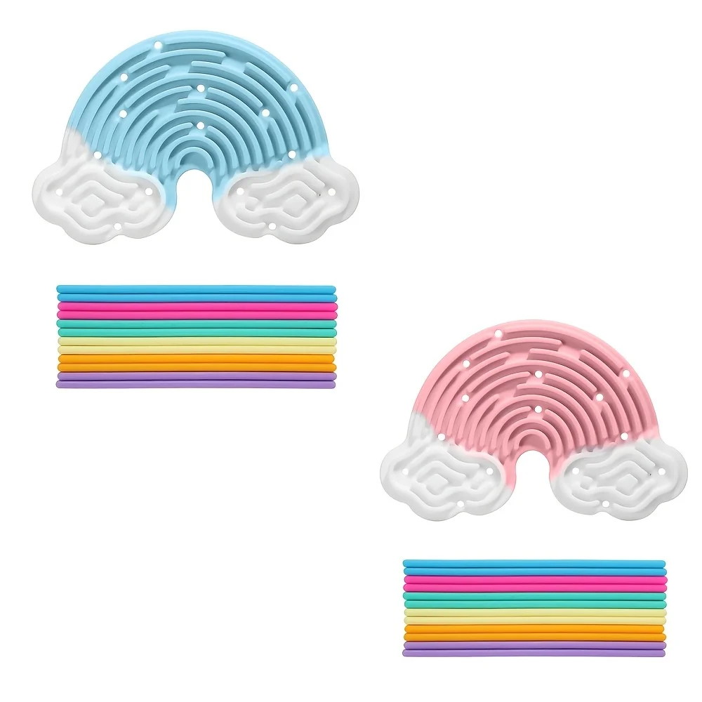 Tavola Sensoriale Creativa Nuvole Arcobaleno - Busy Board in Silicone Bifacciale, Abilità Motorie Fini e Gioco Divertente