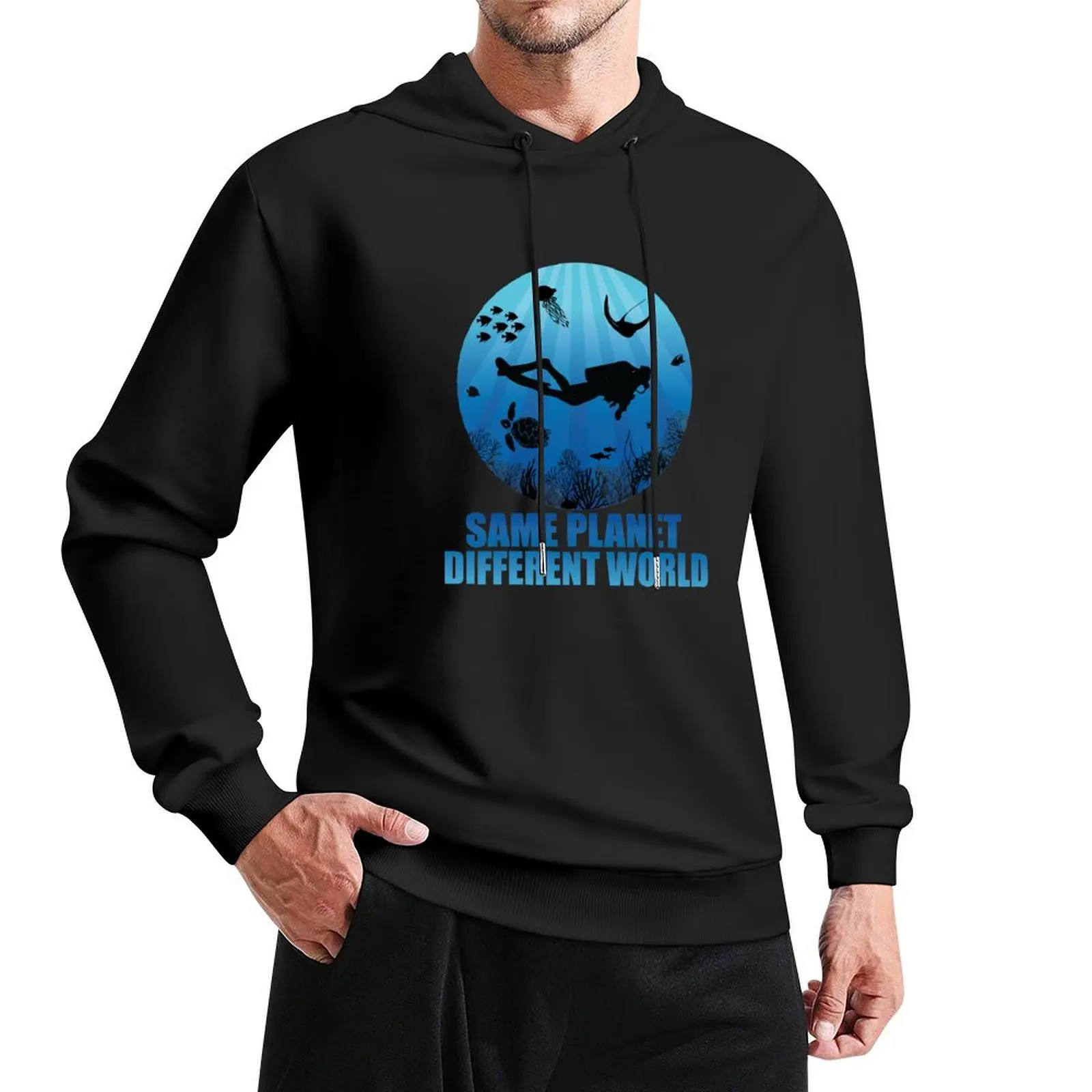 

Same Planet Different World Deep Water Diving Pullover Hoodie mens clothes autumn men's clothing autumn new products tracksuit