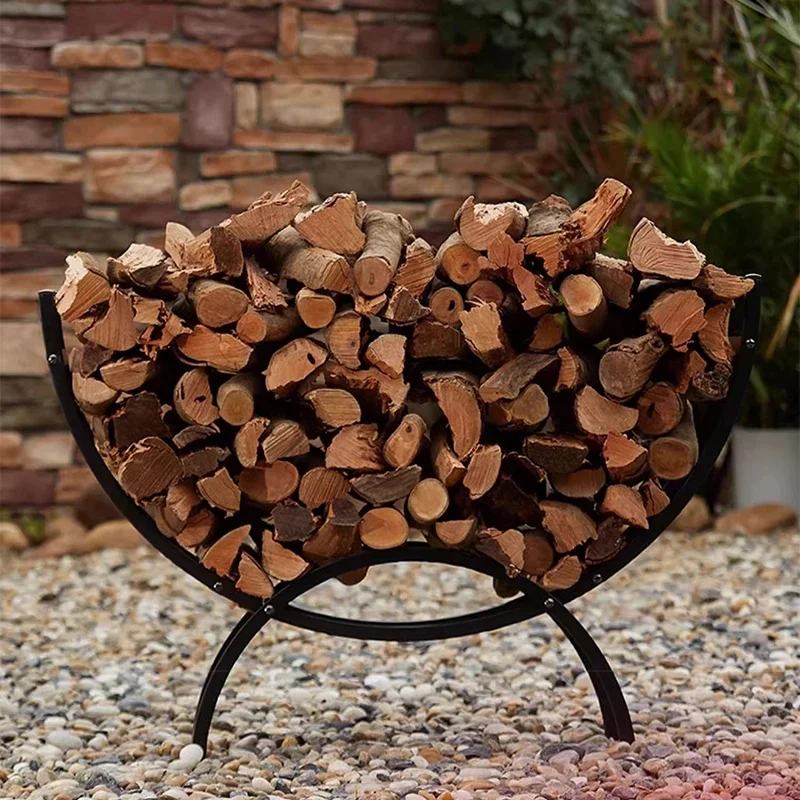 Rastrelliera per legna da ardere per legna da ardere, scaffale per legna da ardere, scaffale per legna da ardere, in ferro battuto, per la casa, impilabile, cestino per legna da ardere