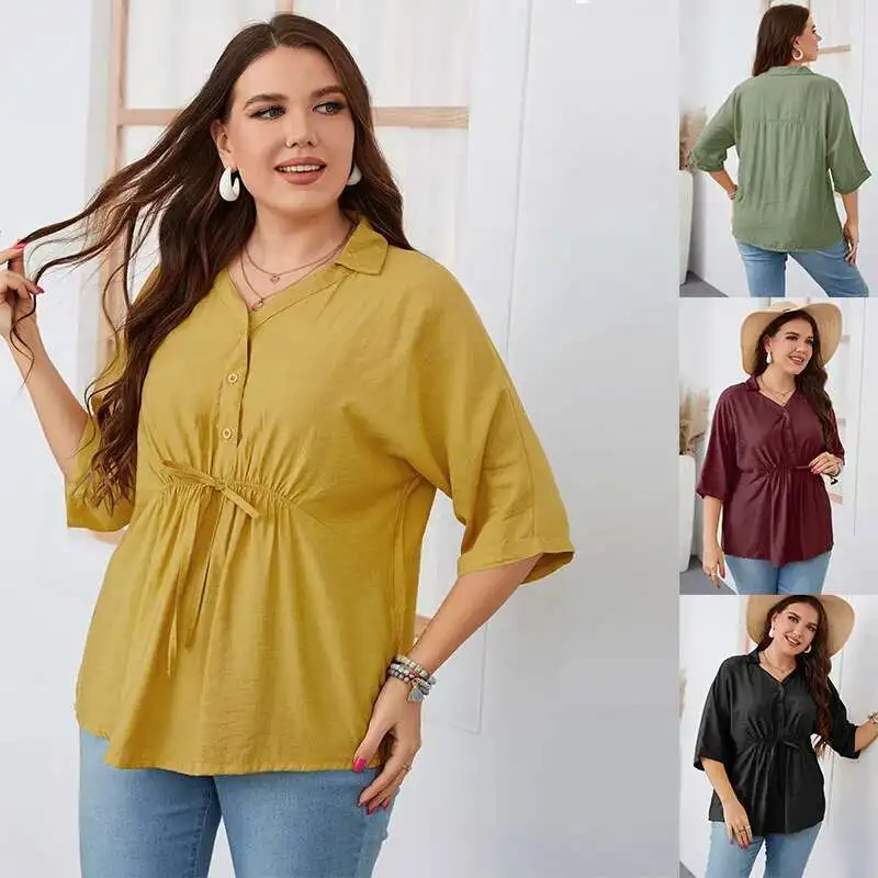

Women's 2025 Summer Style Loose Large Short Sleeved Shirt Fat Girl Large Women's Wear 2025 Party Summer Elegantes Casual Y2k