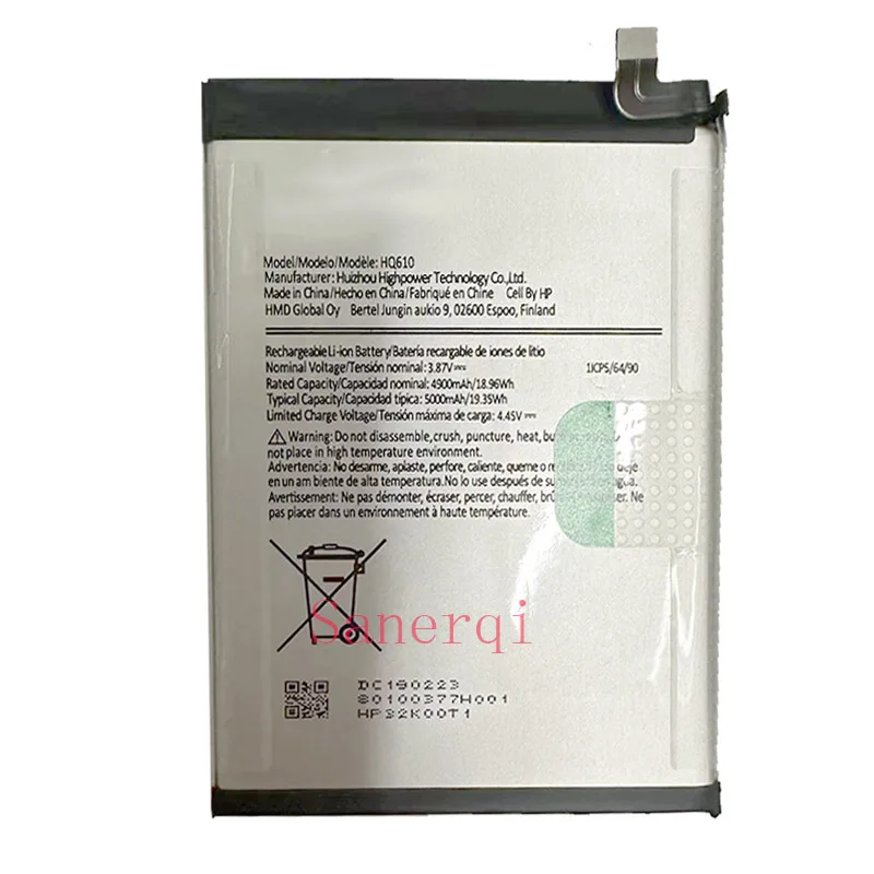 5000mAh HQ610 Battery For Nokia G400 5G TA-1530 TA-1448 TA-1476 N1530DL Batteries