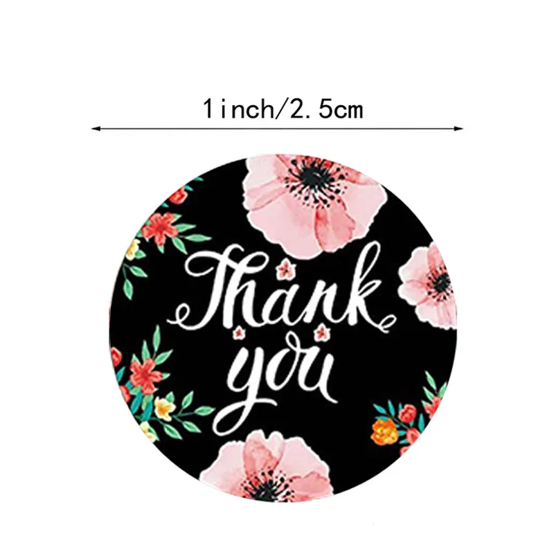 50-500pcs Round Floral Thank You Stickers Scrapbooking For Package Seal Labels Custom Sticker Decoration Wedding Sticke 1 Inch