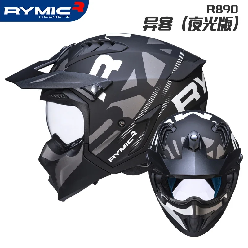 RYMIC Motorcycle Helmet Retro Scooter Vintage Full Face Biker Motorbike Riding Cycling Crash High Quality Helmet Cascos De Moto