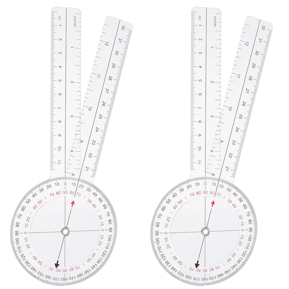 2pcs Transparent Angle Ruler Goniometer For Drafting Measuring Engineering Architecture Plastic Protractor Rotatable Scale Swing