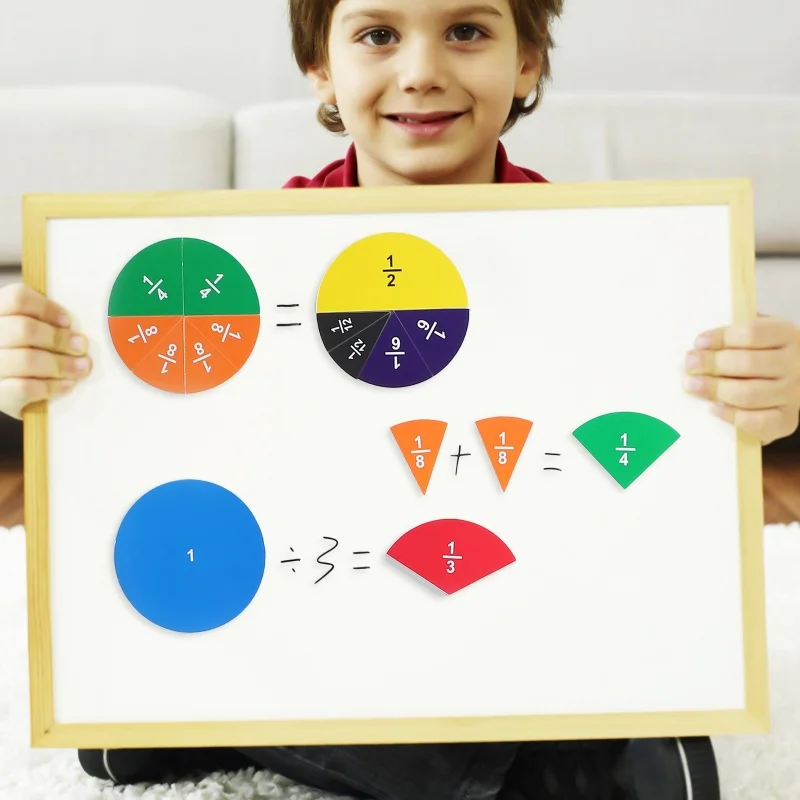51 Stuks Magnetische Fractie Tegels Cirkels Wiskunde Disc Speelgoed Manipulatives Levendige Kleuren Premium Leermiddelen Breuken Heersers Gereedschap