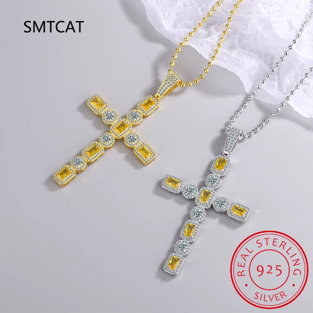 

Мужское и женское ожерелье с крестом в стиле хип-хоп с D VVS Муассанит Iced Out Bling, ожерелья из стерлингового серебра 925 пробы, ювелирные изделия в стиле хип-хоп, подарок