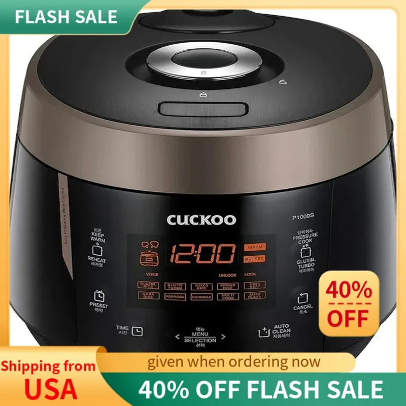 

CUCKOO CRP-P1009SB | 10-Cup(Uncooked) Pressure Rice Cooker | 12 Menu Options: Quinoa,Oatmeal,GABA/Brown Rice&More, Made in Korea