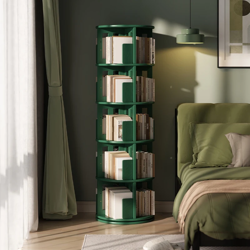 

Full solid wood rotating bookshelf 360 degree bookcase floor space saving Internet celebrity home picture book storage shelf