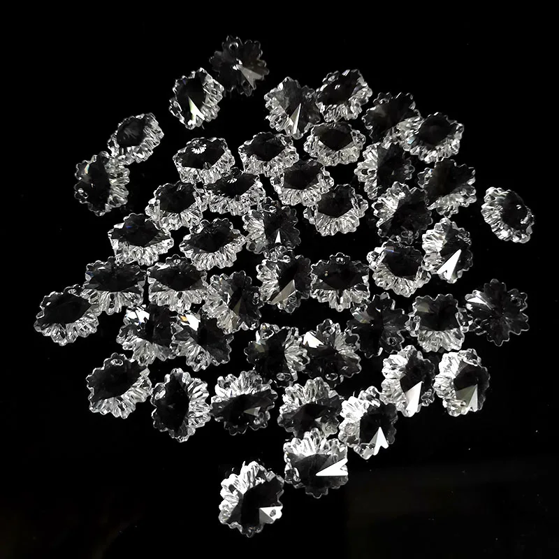 10/20pcs 14mm Clear Snowflake Crystal Loose Beads Prisms Hanging Lamp Curtain Part Chandelier Home Wedding Decor Suncatcher