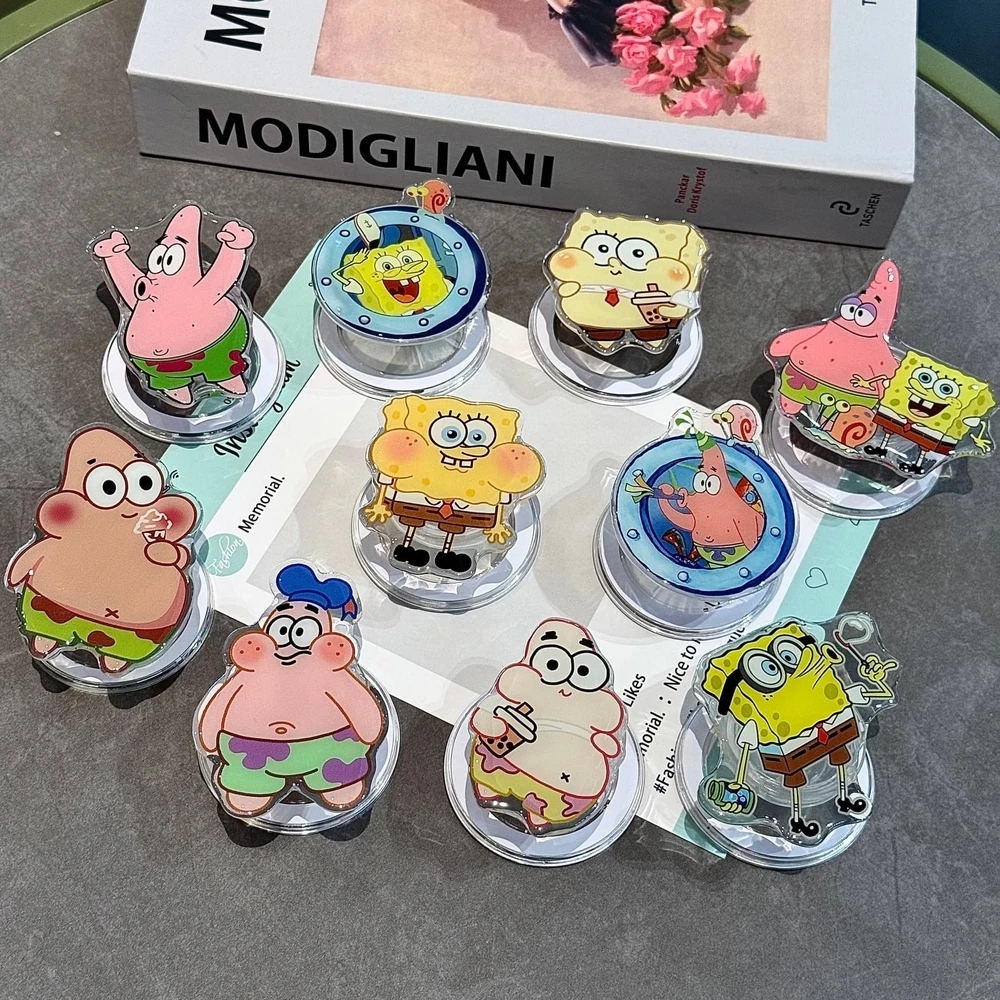 

For Magsafe Magnetic Phone Griptok Grip Tok Stand For iPhone Samsung Foldable SpongeBob SquarePants Wireless Charging Holder