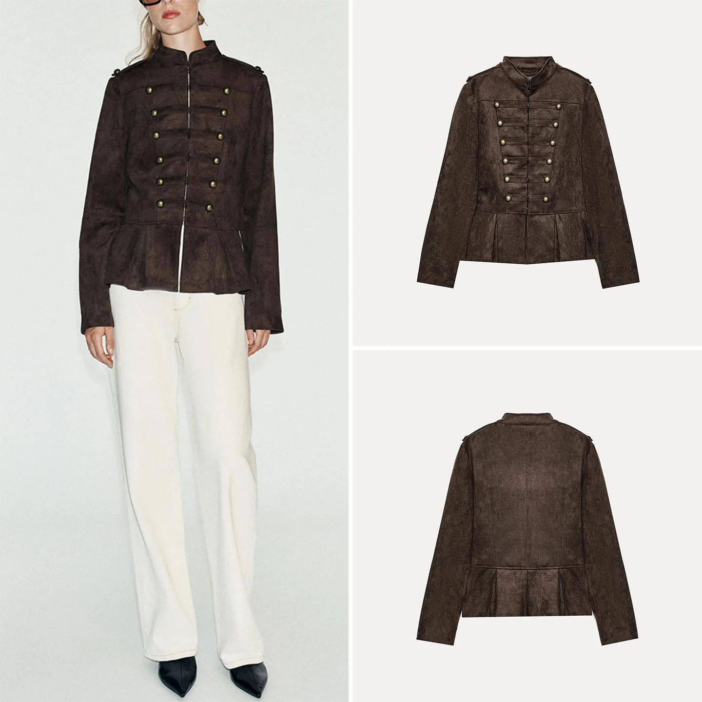 Women's Autumn Fashion Long Sleeve Stand Collar Nine Points Button Coat Casual Loose Fit Outerwear ZADATA Brand 2026 New Arrival